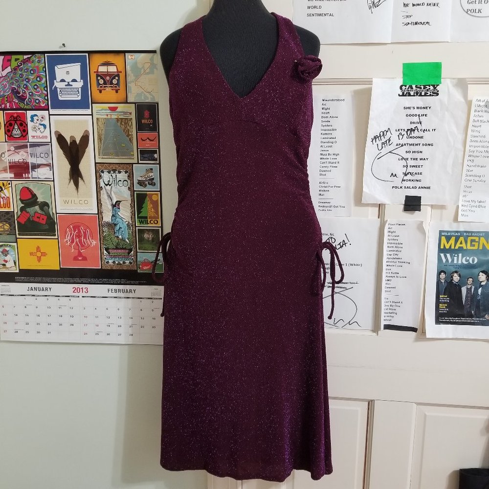 DBY Ltd. dress 9/10 NWT metallic weave halter ruched party formal prom VINTAGE